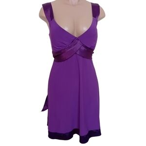 Women's Teens Vintage Y2K Formal Purple Prom Dress Short V Cut W/  Ties Size M‎